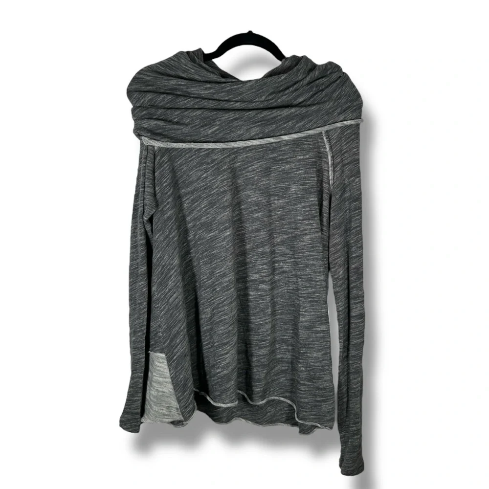 Free People Beach Heather Gray Cowl Neck Lagenlook Sweater Size Large - “Titus” - Picture 1 of 14